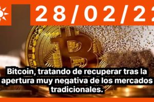 Bitcoin, tratando de recuperar tras la apertura muy negativa de los mercados tradicionales.