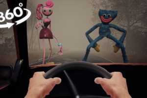 VR 360° Mommy Long Legs and Huggy Wuggy caught you on the road!