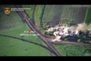 Drone Camera View / Ukraine Artillery Destroying Russian Vehicles and Ammunition / War in Ukraine