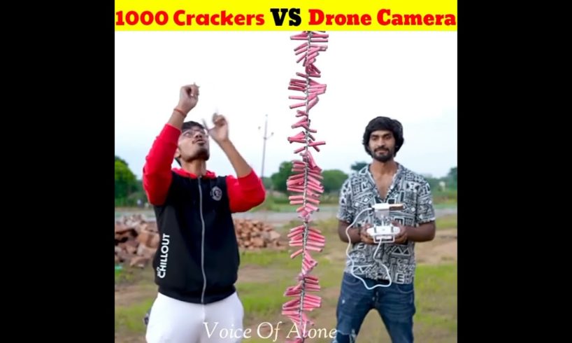 கடைசி வரை பாருங்க!🥵 || 1000 Crackers Vs Drone camera ||#shorts #shortsfeed #exprement