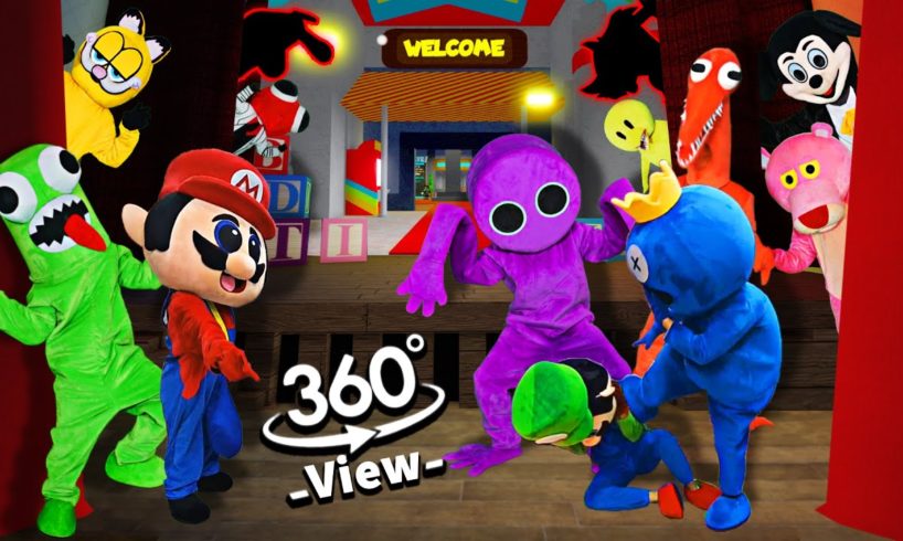 VR 360° New Rainbow Friends FNF In Real Life 🎶 Mario Luigi x Mickey Mouse x Pink Panther x Garfield
