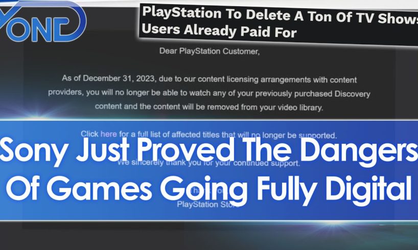 Sony Proves The Dangers Of Games Going Fully Digital As PlayStation Deletes Players' Purchased Shows