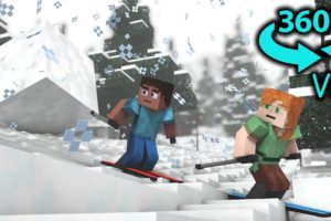 360° Video || Snow Cube Chasing - Minecraft VR