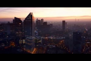 Drone camera - Paris - La Defense, early morning - 2K Quick Sample