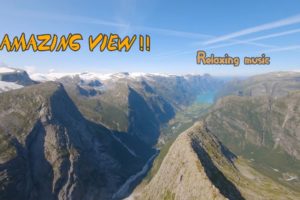 relaxing music with drone camera view