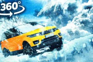 VR 360 SURVIVING A SNOW AVALANCHE IN A CAR!  SNOW WINTER BLIZZARD Up-close 360 video