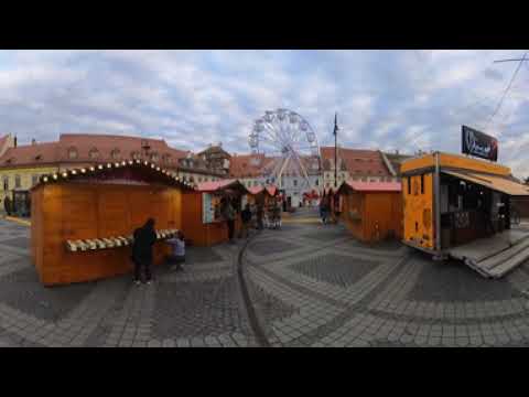 Sibiu Romania's historic central district in 360 degrees Virtual Reality, starting in a church tower