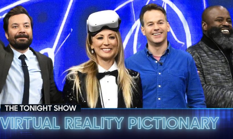 Virtual Reality Pictionary with Kaley Cuoco and Mike Birbiglia | The Tonight Show