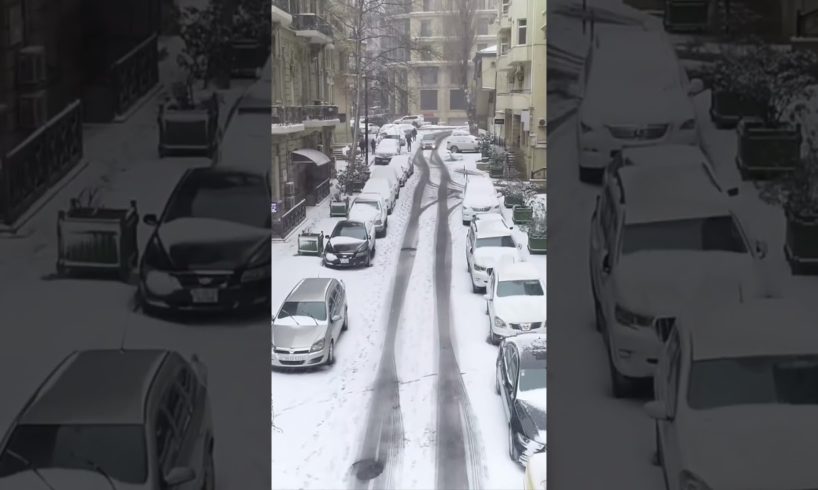 Drone camera recording of snowfall in baku azerbaijan #droneshots #snowfall #baku #azerbaijan #viral