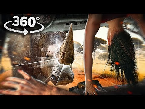 VR 360 | Survive a Rhino Attack in a Car with a Girlfriend | Virtual Reality Survival | 4K |