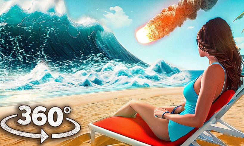 VR 360 TSUNAMI AFTER METEORITE FALL Escape and Survive with Girlfriend 4K Virtual Reality