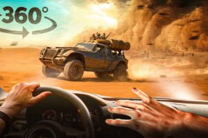 360 video Sand Storm Escape 1 - Car Chase 6k Virtual Reality Car Race