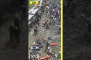 Odisha train accident: Drone Camera shows extent of damage after train crash #shorts