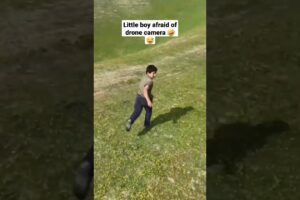 little boy become afraid of drone camera and start running 🤣😂. #funny #fyp #foryou #droneshots